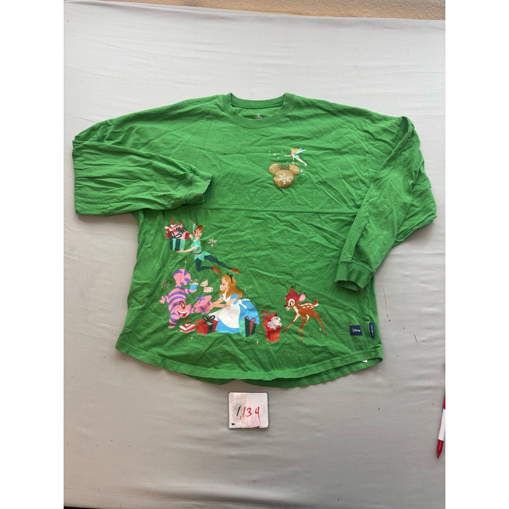 Disney Spirit Jersey Holiday Greetings Green Christmas Shirt Large Peter Pan